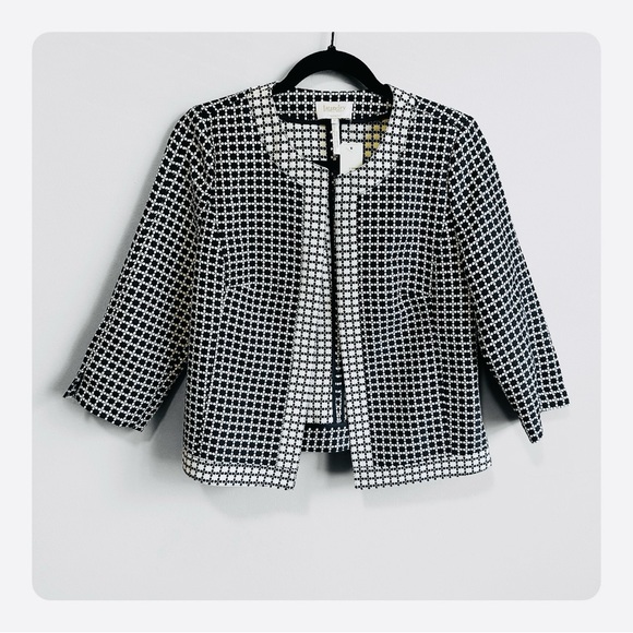 ★ NWT Laundry by Shelli Segal Structured Open Blazer - Navy Blue/White ★ - Picture 3 of 16